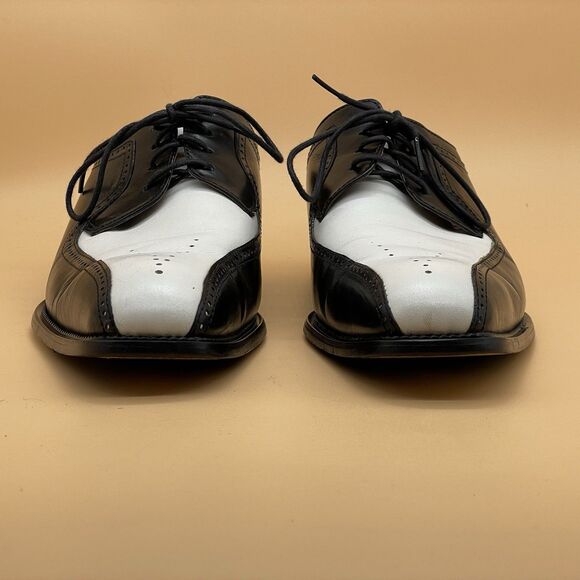 Stacy Adams Atticus Two Tone Wingtip Dress Shoes Men’s 11M Black/White Dandy - Picture 13 of 16